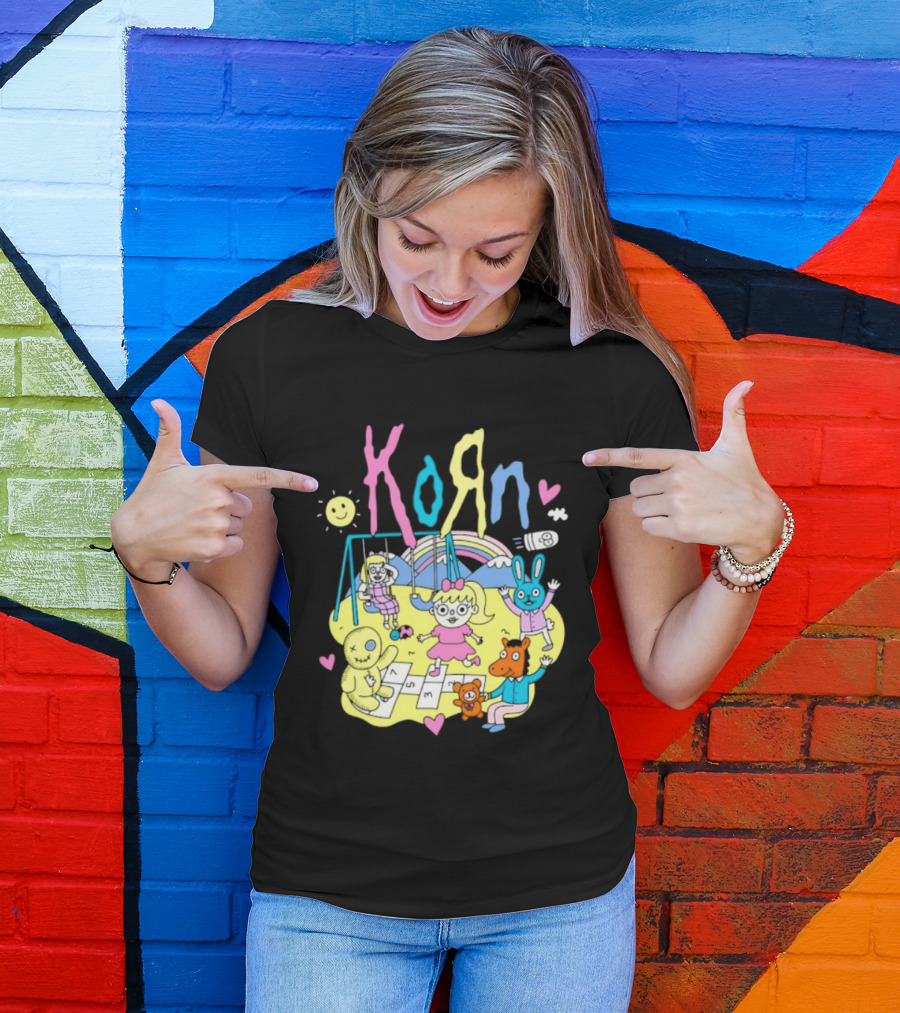 Korn Playground Cartoon Pastel Nu Metal Band T-Shirt