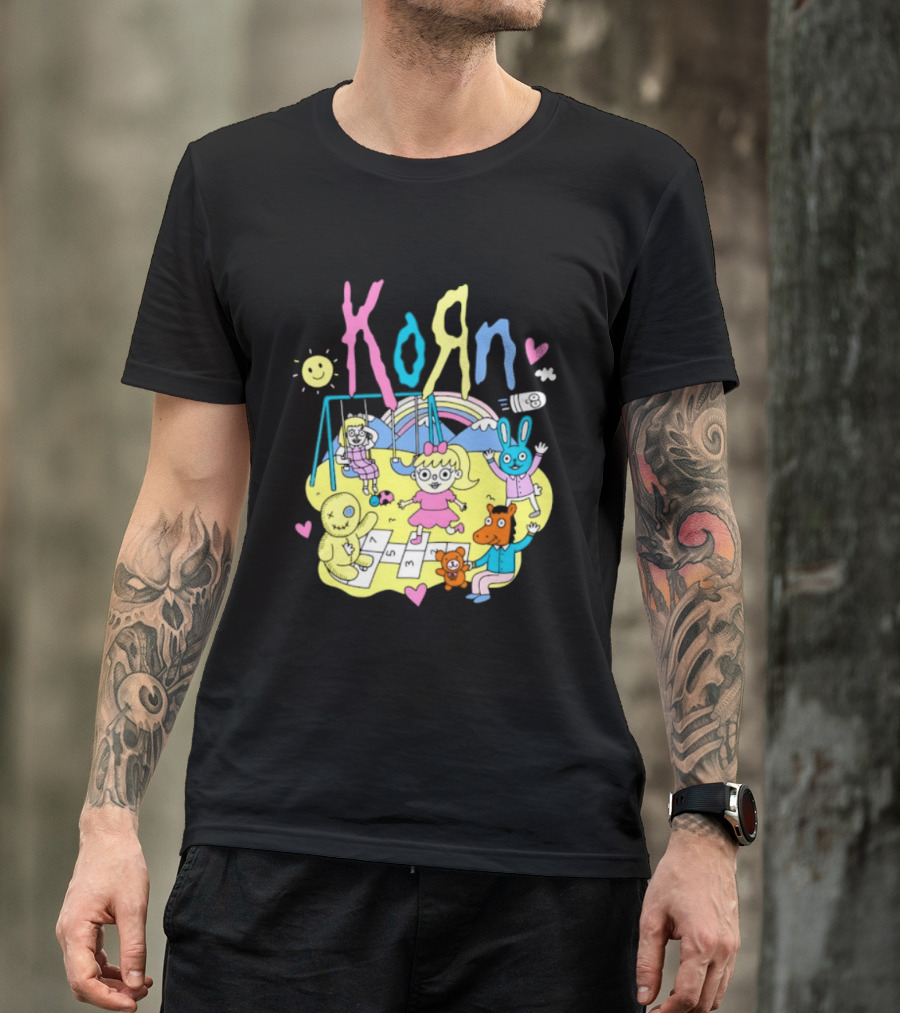 Korn Playground Cartoon Pastel Nu Metal Band T-Shirt