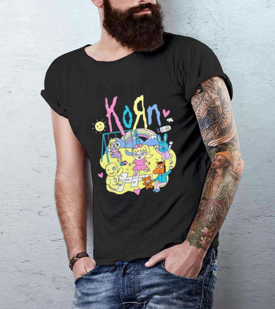 Korn Playground Cartoon Pastel Nu Metal Band T-Shirt