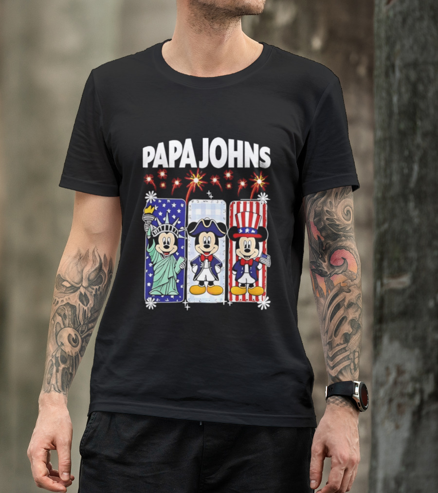 Papa Johns Mickey Mouse America 250th Anniversary Celebration T-Shirt