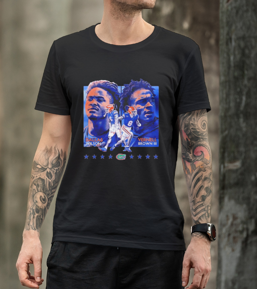 Dallas Wilson Vernell Brown III Florida Gators NCAA Football Player Portraits T-Shirt