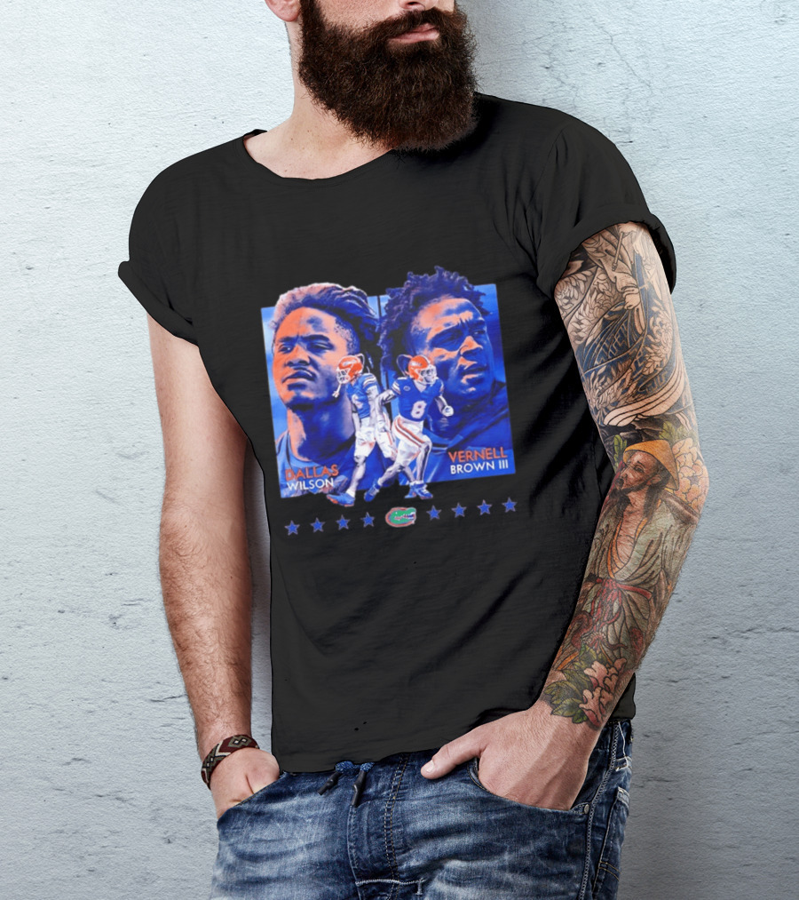 Dallas Wilson Vernell Brown III Florida Gators NCAA Football Player Portraits T-Shirt