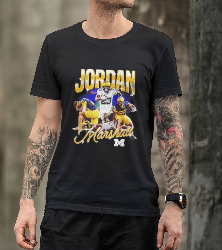 Jordan Marshall Michigan Wolverines 23 Football Collage T-Shirt