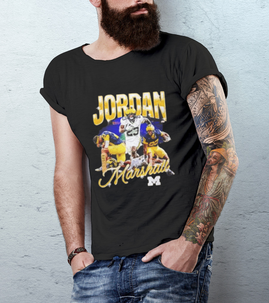 Jordan Marshall Michigan Wolverines 23 Football Collage T-Shirt