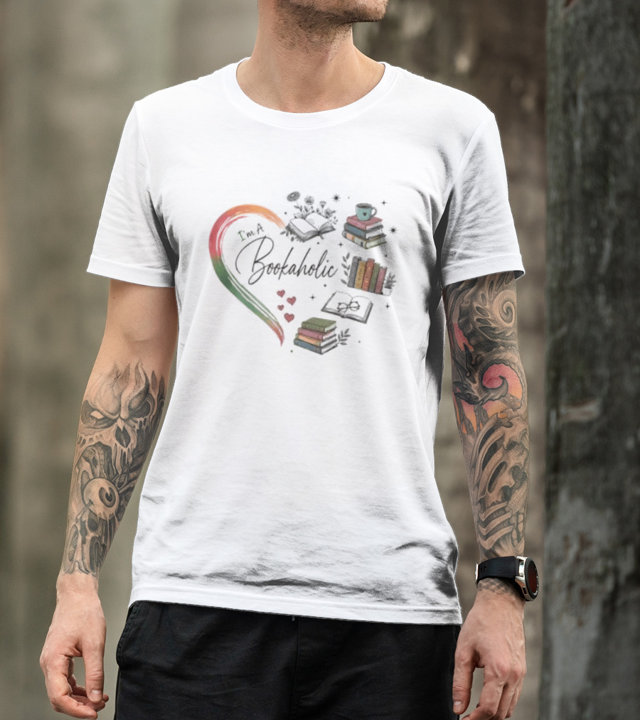 Bookaholic Heart With Books And Reading Lover T-Shirt