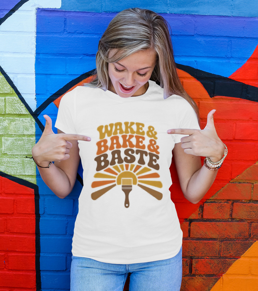 Wake And Bake And Baste With Sunrise Spatula Cooking T-Shirt