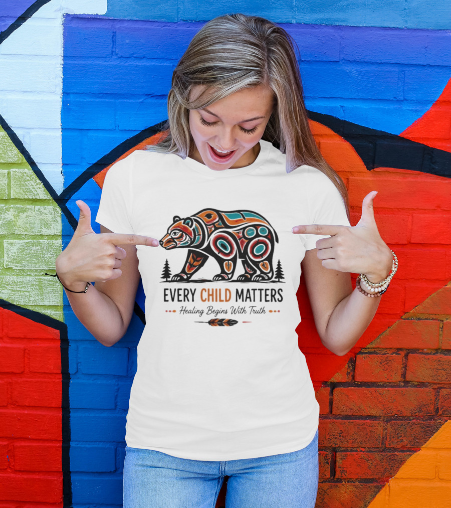 Every Child Matters Bear Healing Begins With Truth Indigenous T-Shirt