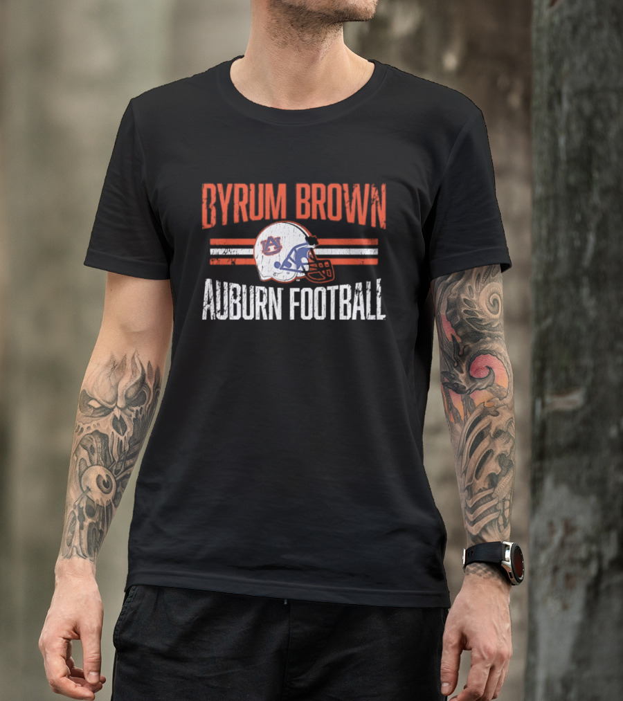 Byrum Brown Auburn Football NCAA Tigers Helmet Hero T-Shirt