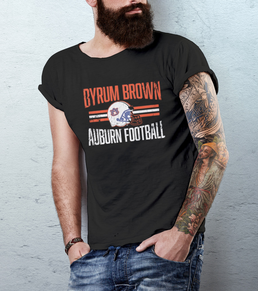 Byrum Brown Auburn Football NCAA Tigers Helmet Hero T-Shirt