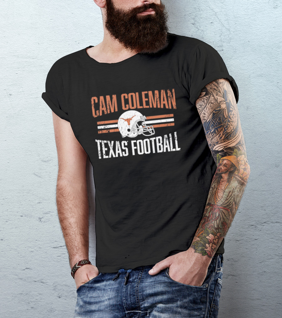 Cam Coleman Texas Longhorns NCAA Football Helmet Hero Texas Football T-Shirt