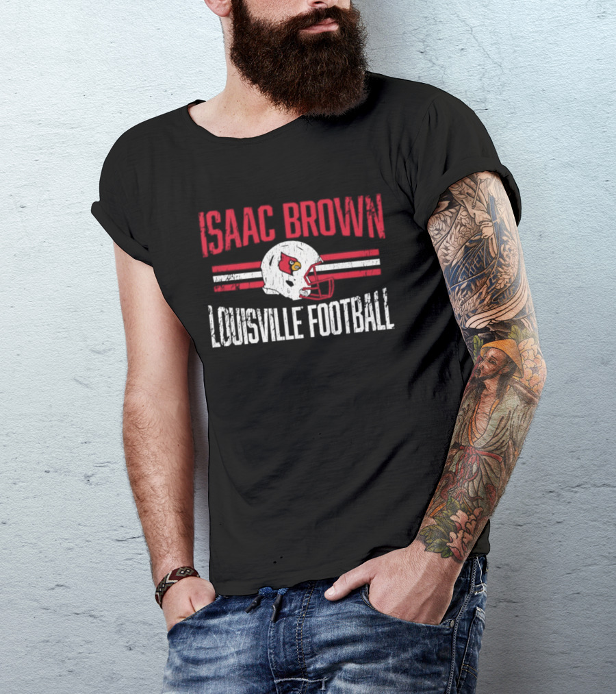 Isaac Brown Louisville Football Cardinals Helmet T-Shirt
