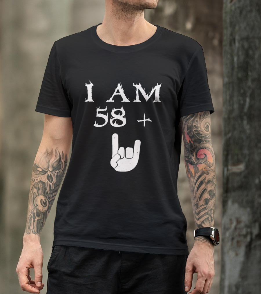 I Am 58 Plus Rock Hand Gesture T-Shirt
