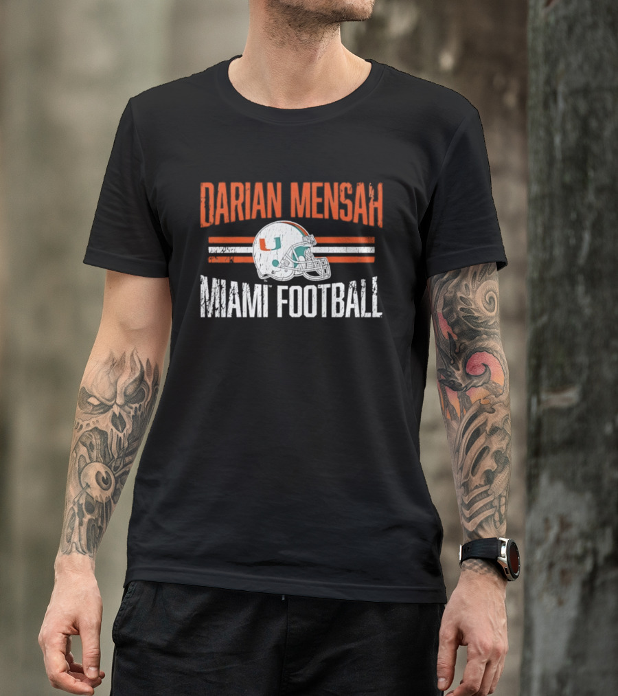Darian Mensah Miami Football NCAA Hurricanes Helmet Hero T-Shirt