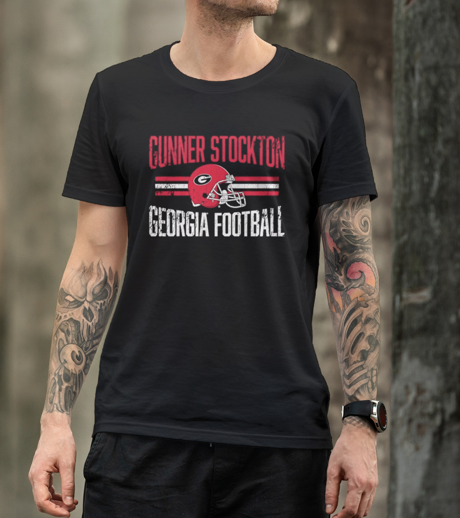 Gunner Stockton Georgia Football Helmet UGA Bulldogs NCAA T-Shirt