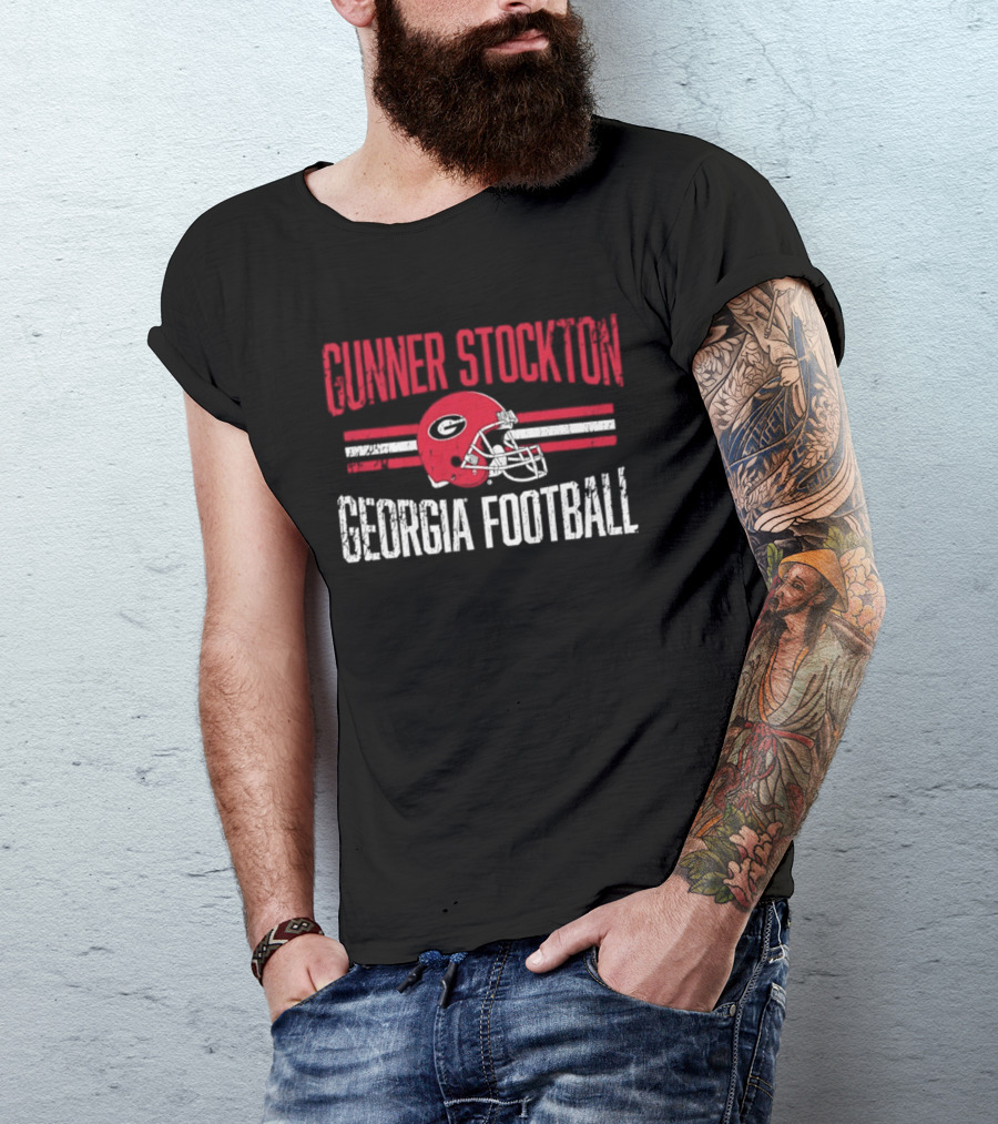 Gunner Stockton Georgia Football Helmet UGA Bulldogs NCAA T-Shirt