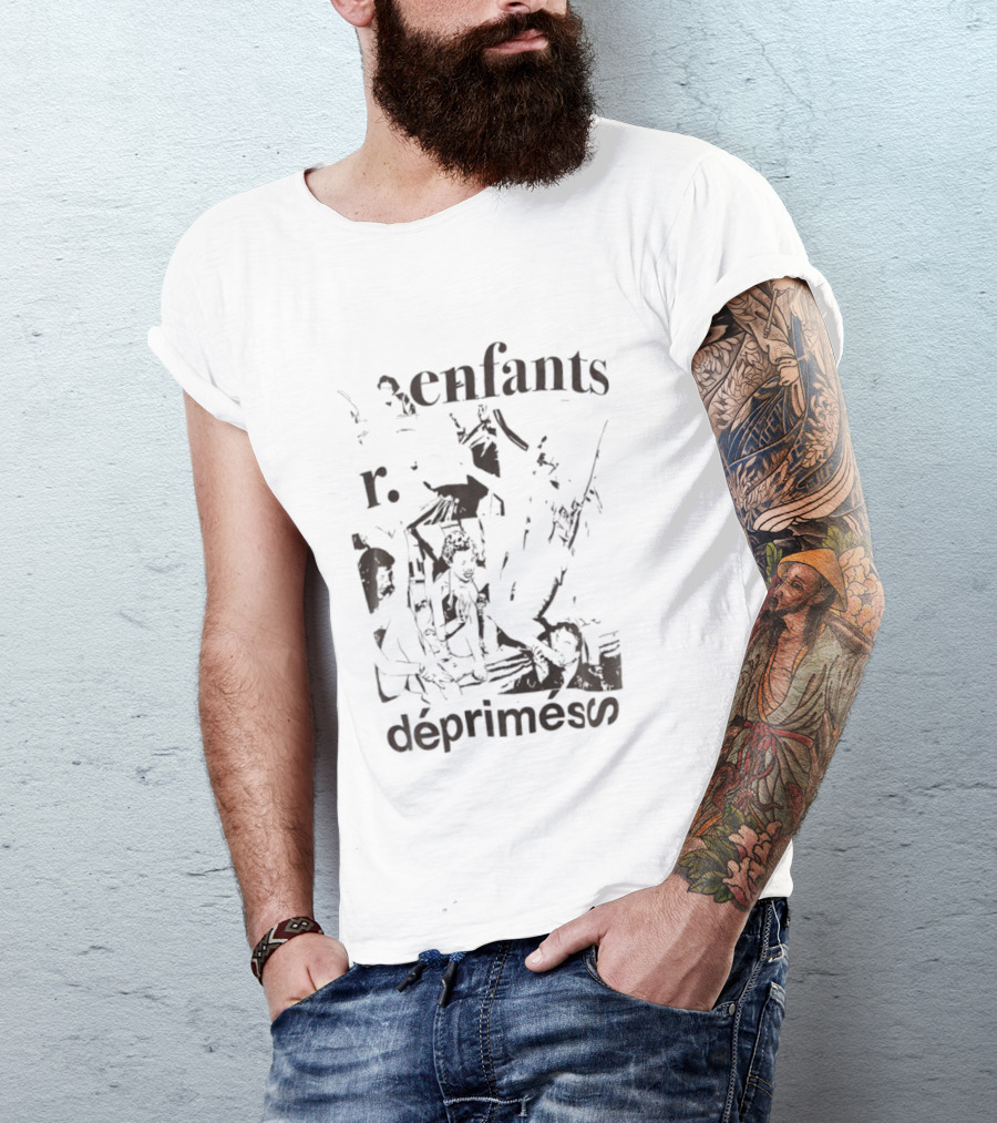 Enfants R Deprimes Monochrome Sketch Print T-Shirt