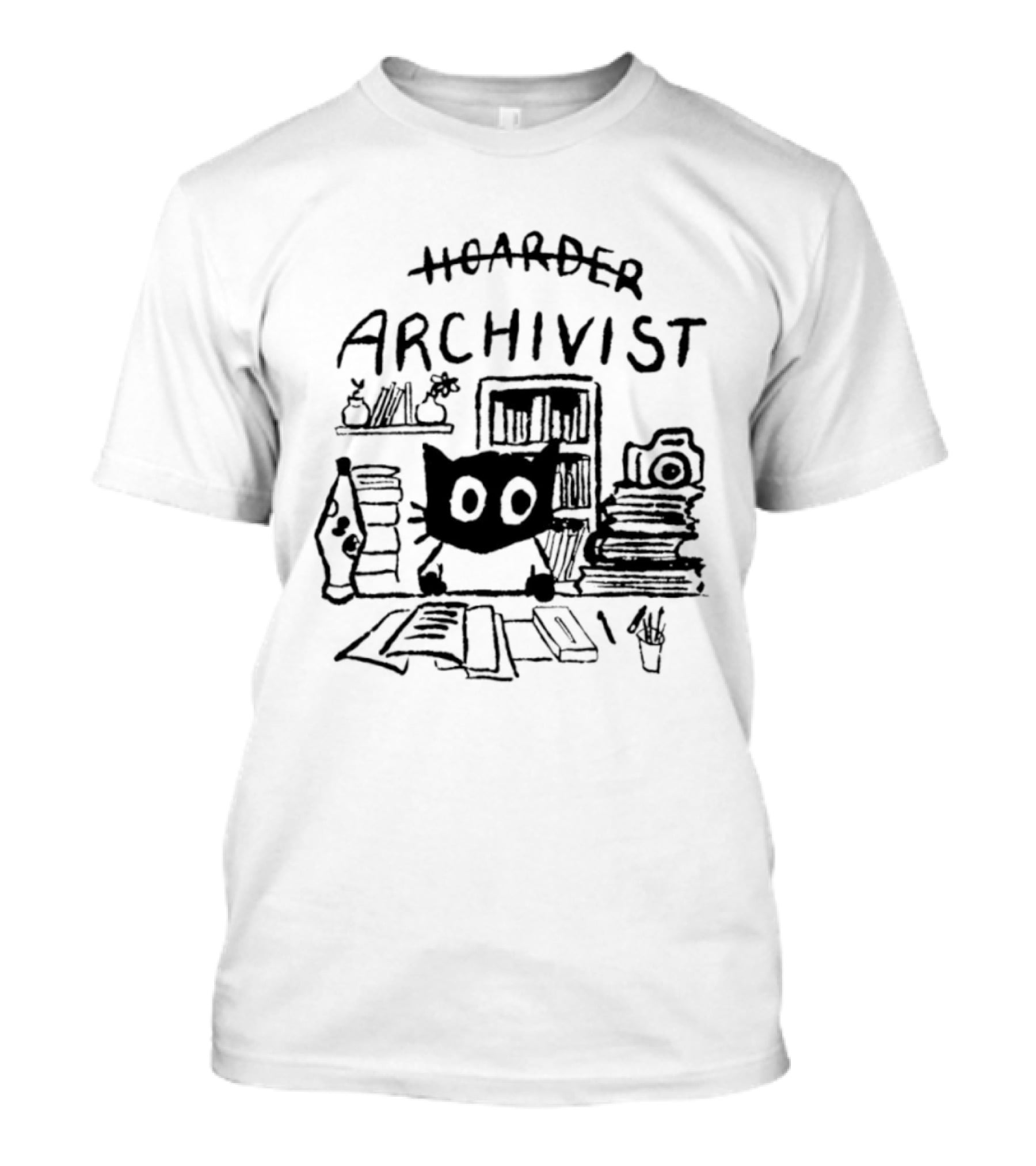Cat Hoarder Archivist Bookworm Librarian T-Shirt
