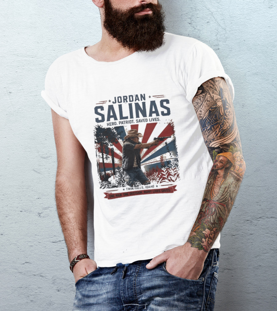 Jordan Salinas Hero Patriot Saved Lives Twin Falls Idaho T-Shirt