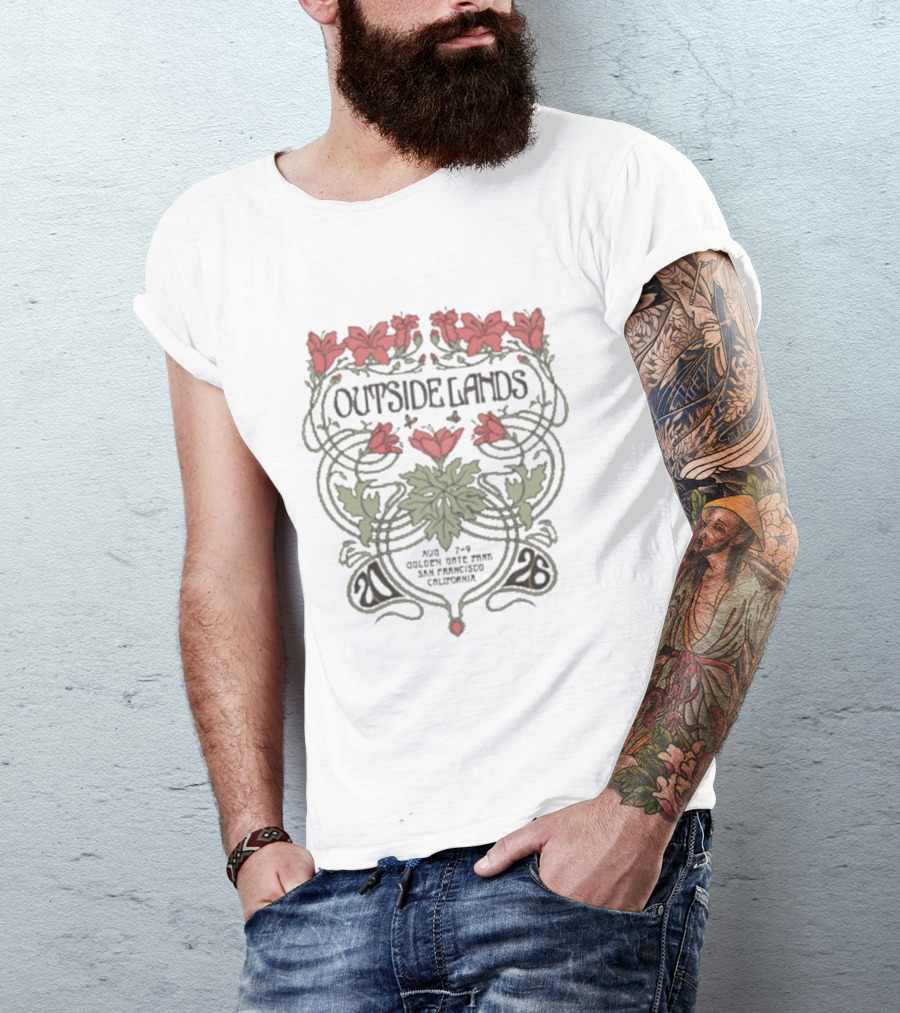 Outside Lands Golden Gate Park 2026 San Francisco CA Floral Art Nouveau T-Shirt