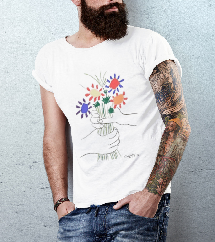 PEACE FOR ALL Uniqlo Tom Mayo Woodman Pablo Picasso Flower T-Shirt