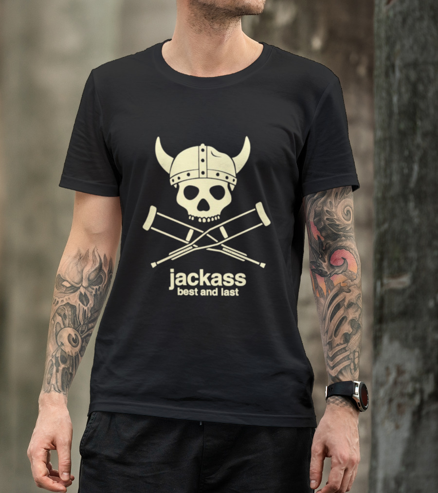 Jackass Best And Last Viking Skull With Crutches T-Shirt