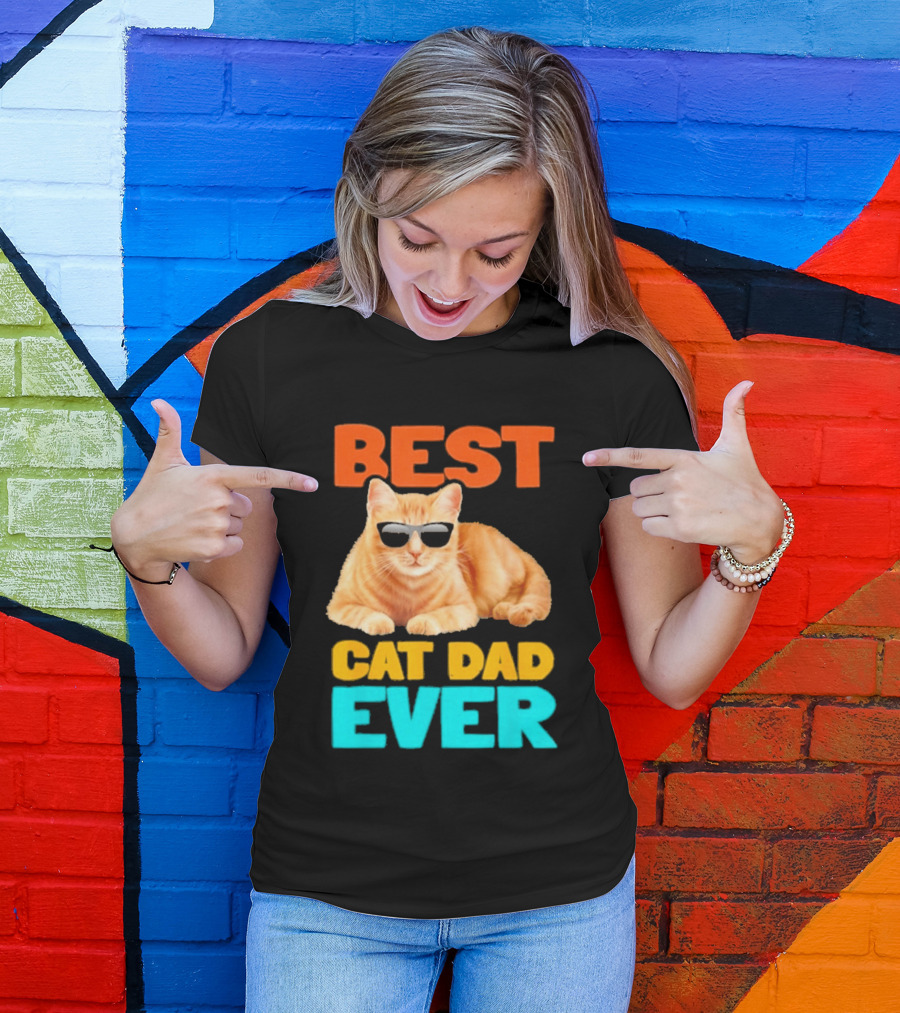 Best Cat Dad Ever Tabby Owner Birthday Fathers Day T-Shirt