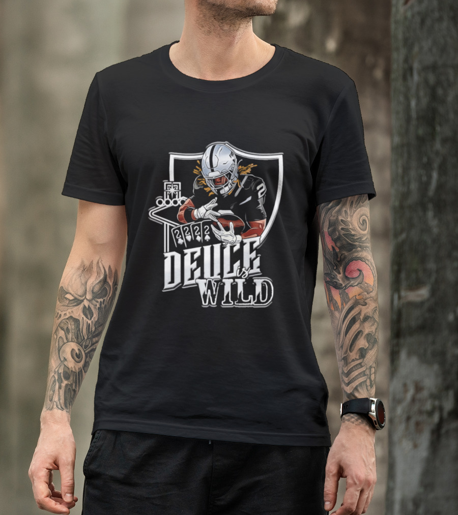 Deuce Is Wild Las Vegas Raiders Football Poker Theme Iconic Quarterback T-Shirt