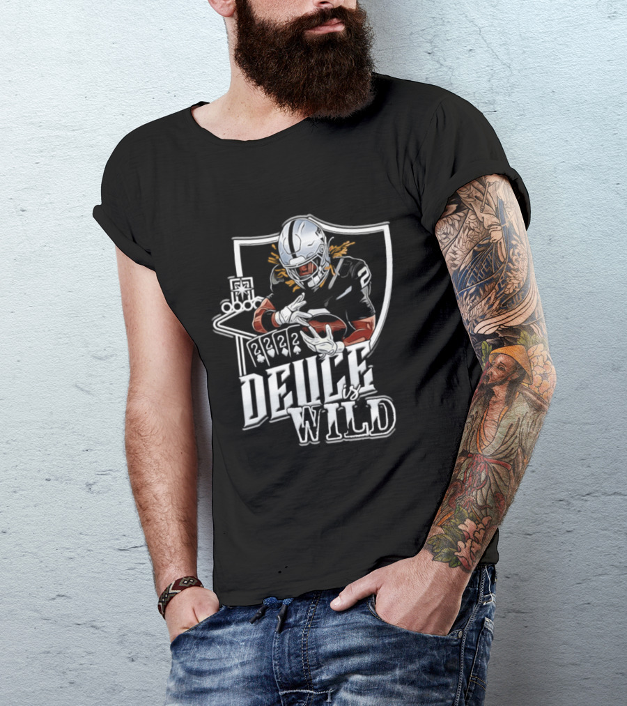 Deuce Is Wild Las Vegas Raiders Football Poker Theme Iconic Quarterback T-Shirt