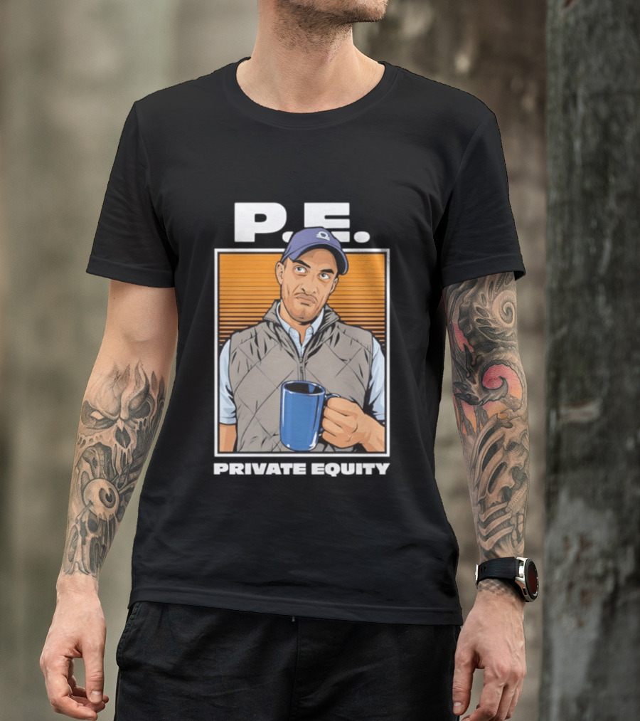 P.E. Guy Holding Coffee In Vest And Cap T-Shirt