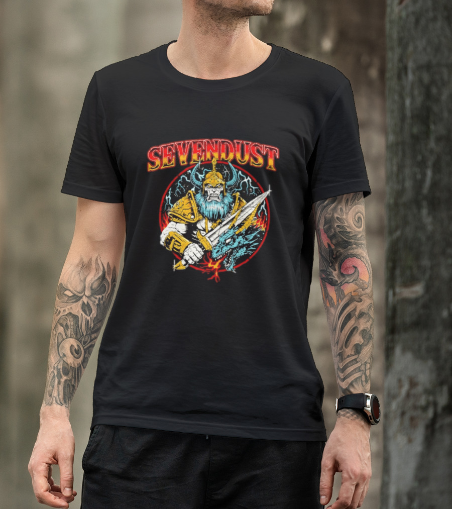 Sevendust Viking Warrior Dragon Battle Axe Power T-Shirt