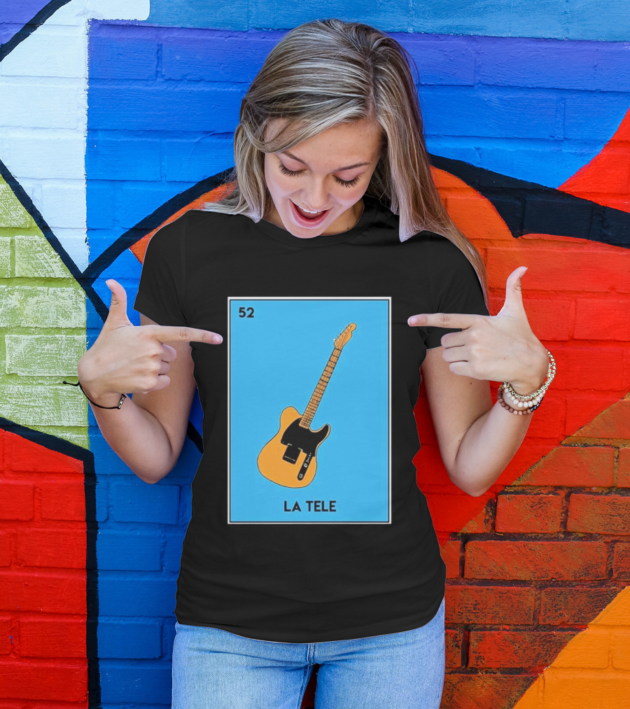 Jeff Garlin La Tele 52 Guitar Image With Number On Blue T-Shirt