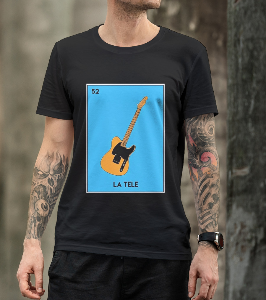 Jeff Garlin La Tele 52 Guitar Image With Number On Blue T-Shirt