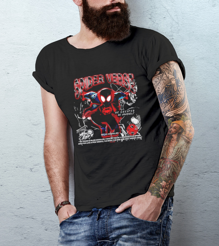 Spider Verse Miles Morales Be Greater Be Yourself Spider Man Marvel T-Shirt