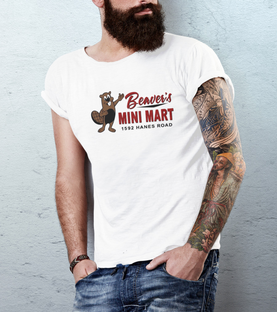 Beaver's Mini Mart Mascot Logo 1592 Hanes Road T-Shirt