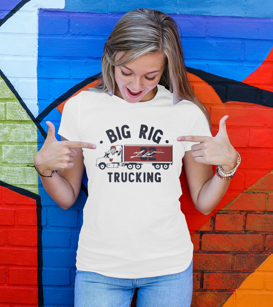 Big Rig Trucking 32 Cartoon Truck Driver With Red Cap T-Shirt