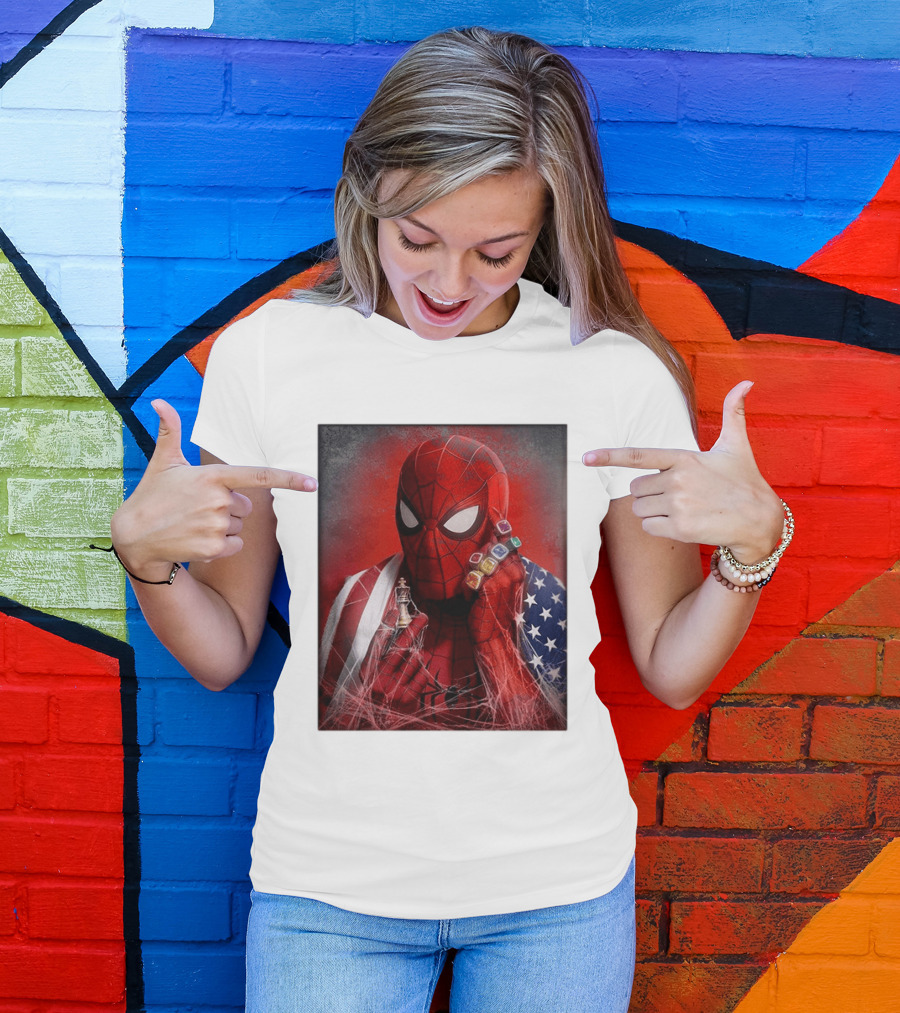 Spider Man Infinity Gauntlet Chess Piece American Flag Avengers Endgame Russo Brothers T-Shirt