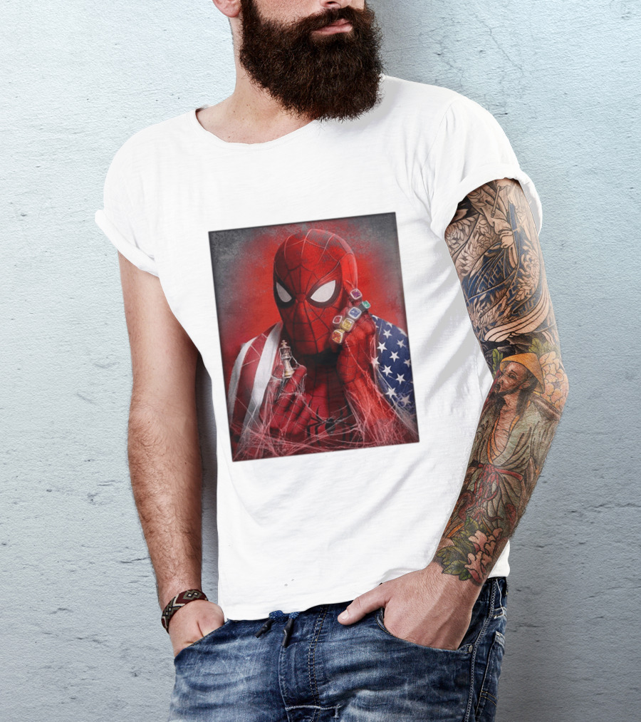 Spider Man Infinity Gauntlet Chess Piece American Flag Avengers Endgame Russo Brothers T-Shirt