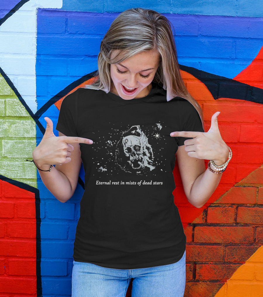 Eternal Rest In Mists Of Dead Stars Skull Space T-Shirt