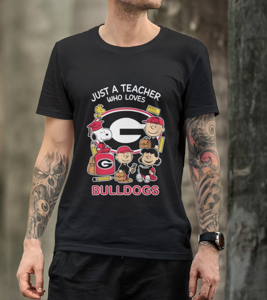 Just A Teacher Who Loves Bulldogs Peanuts X Georgia Football Academics T-Shirt