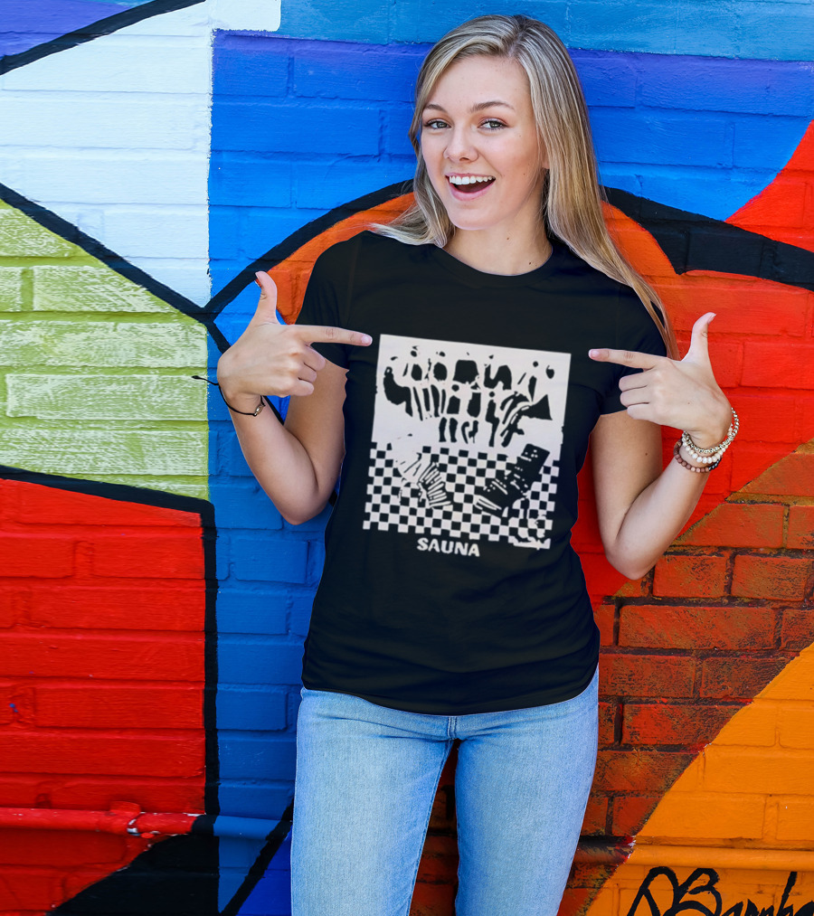 Sauna Checkered Patterns Accordion Instruments T-Shirt