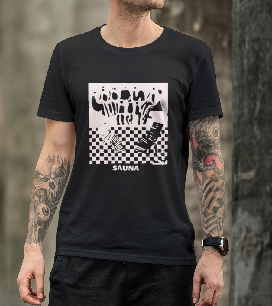 Sauna Checkered Patterns Accordion Instruments T-Shirt