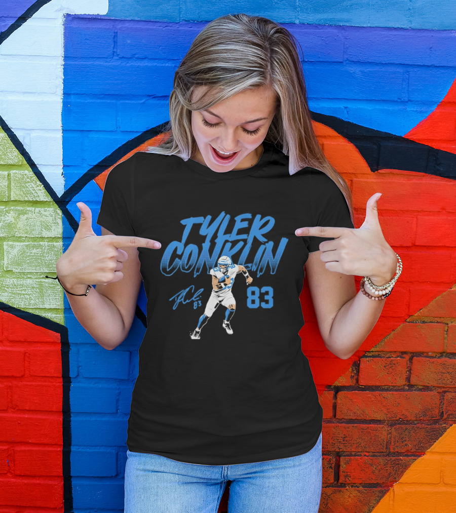 TYLER CONKLIN 83 Detroit Lions Dynamic Pose T-Shirt