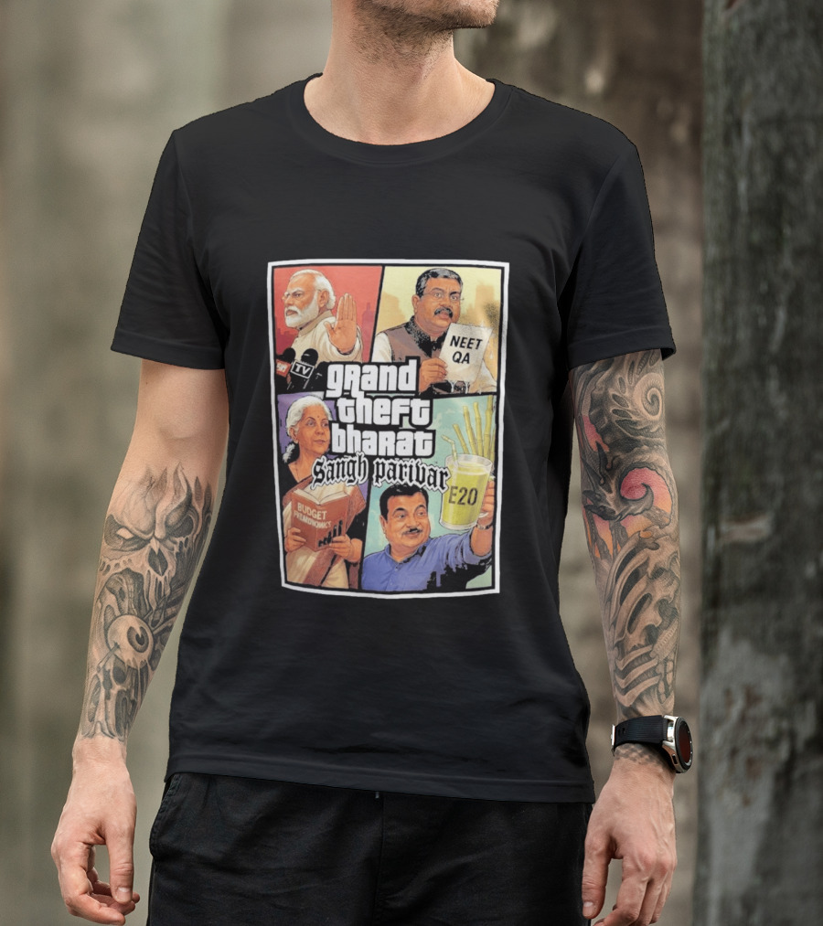 Grand Theft Bharat Sangh Parivar NEET QA Budget Perkonomics E20 T-Shirt