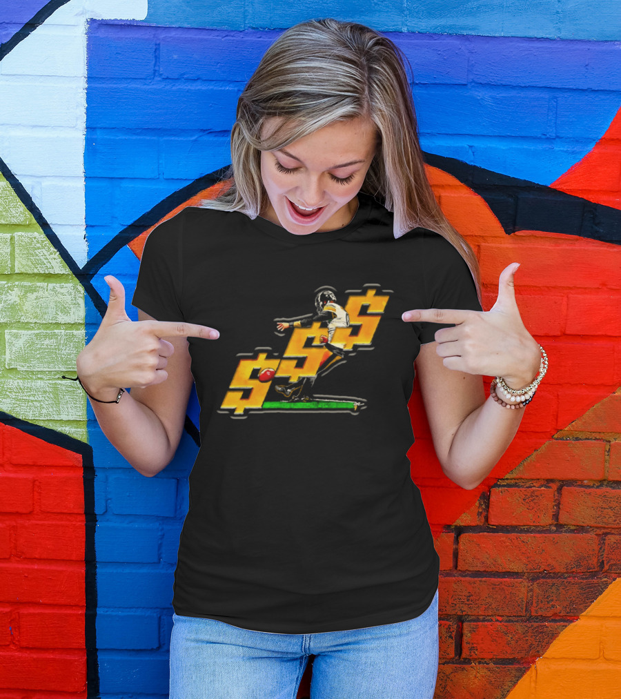 Pittsburgh Steelers Chris Boswell Kicking Football Dollar Sign T-Shirt