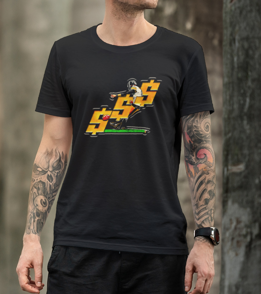 Pittsburgh Steelers Chris Boswell Kicking Football Dollar Sign T-Shirt