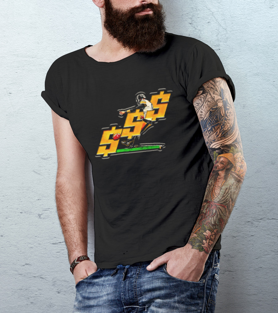 Pittsburgh Steelers Chris Boswell Kicking Football Dollar Sign T-Shirt
