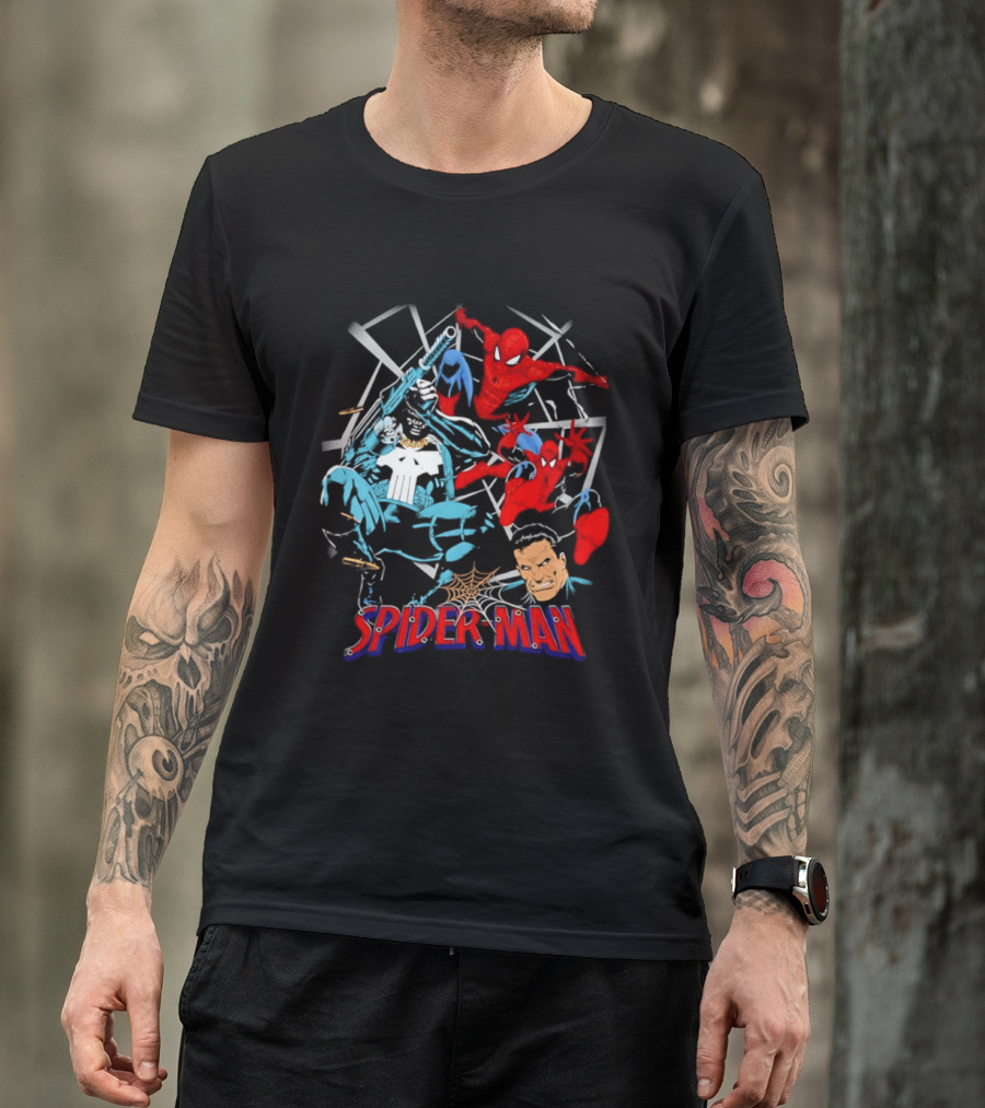 Spider Man Punisher Marvel Comics Crossover Action T-Shirt