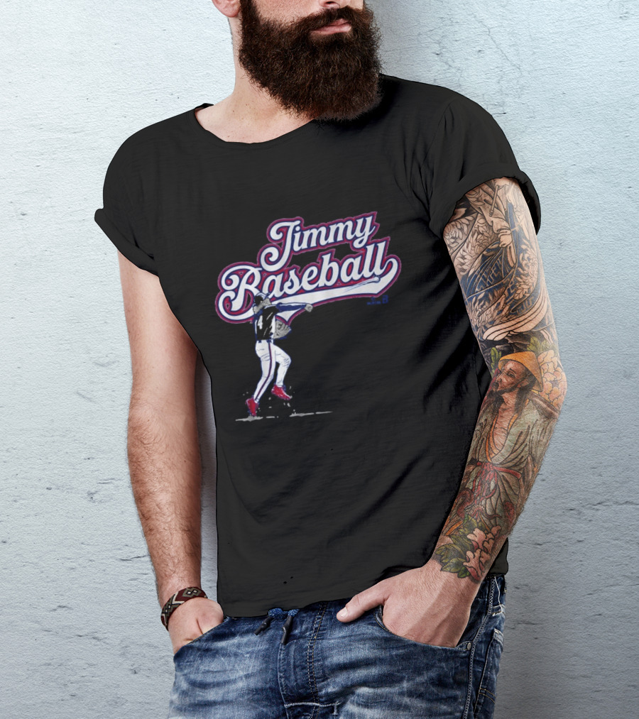 Jimmy Baseball Vintage Style Player Swinging Bat T-Shirt