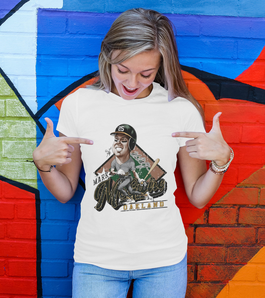 Mark McGwire Oakland Athletics Baseball Caricature Bruce Stark T-Shirt