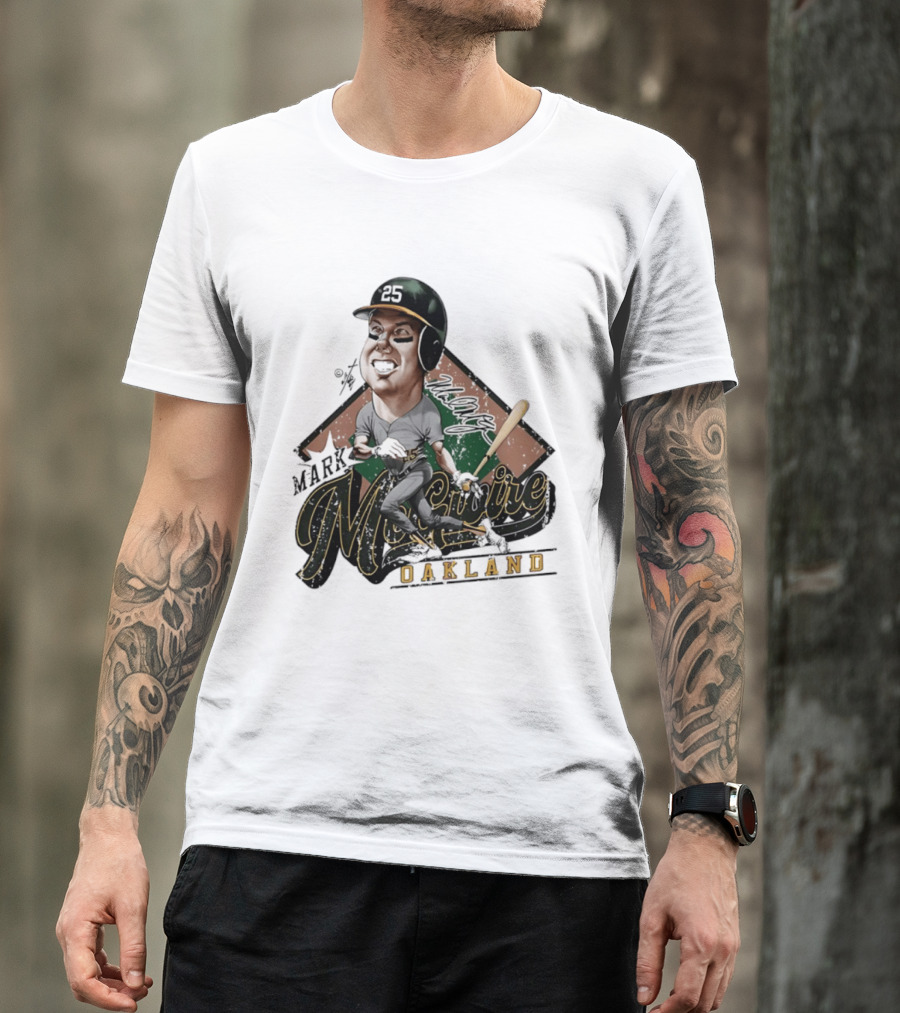 Mark McGwire Oakland Athletics Baseball Caricature Bruce Stark T-Shirt